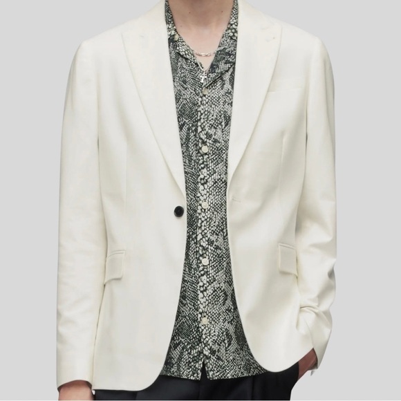 AllSaints Row Single Button Blazer SZ 36 Bone White Timeless NWOT Retail $445.00 - Picture 4 of 11